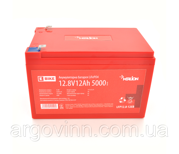 Літій-залізо-фосфатний акумулятор Merlion LiFePO4 12.8V 12AH(4S2P/BMS-15A), (151x99x99) для електротранспорту, 5000 циклів, Q12
