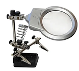 Тримач (третя рука) ZD-10M з підсвічуванням LED, лінза 90мм, підставка під паяльник