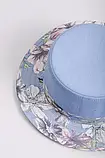 Жіночий блакитний капелюх канотьє принт квіти Україна, фото 2