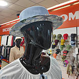 Жіночий блакитний капелюх канотьє принт квіти Україна, фото 5