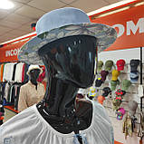 Жіночий блакитний капелюх канотьє принт квіти Україна, фото 7