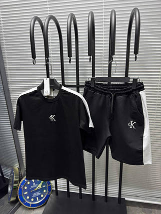 Чоловічий літній костюм футболка і шорти Calvin Klein Black White Чоловічий комплект чорно-білий Кельвін Кляйн, фото 1