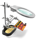 Третя рука для паяння ZD-10MB лупа 90 мм, тримач плат із підставкою для паяльника, лупа скло