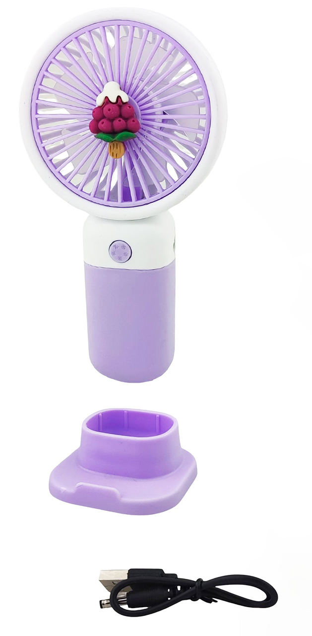 Міні вентилятор на акумуляторі 15 см бузковий  Lavender