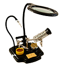 Третя рука для пайки ZD-10Y тримач плат з підставкою для паяльника, лупа 90мм, 3x
