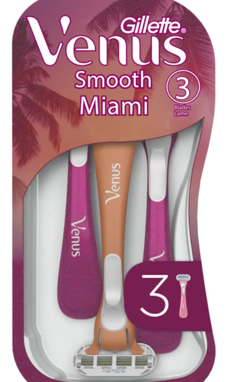 Одноразові станки для гоління Gillette Venus Smooth Miami 3 шт, фото 1