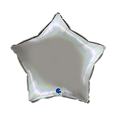 Зірка 18" GRABO-ГР Голографія Сатин Срібло | Holographic Platinum Pure