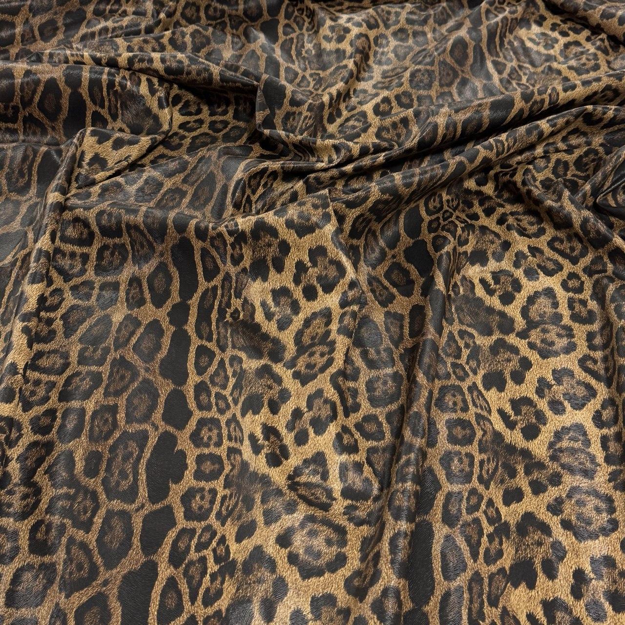 Кожзам Стрейч на трикотажі тиснений принт Гепард, фото 1
