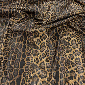 Кожзам Стрейч на трикотажі тиснений принт Гепард