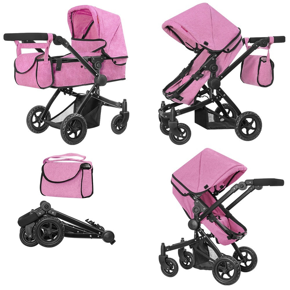 Коляска для ляльки 2 в 1 CARRELLO MAESTRO (з сумкою) 9651B PINK, фото 1