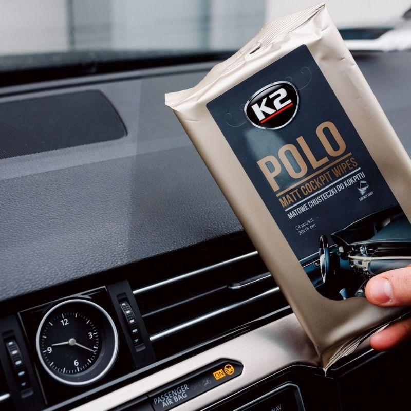 Серветки вологі матові для очищення панелі приладів та пластику K2 POLO MATT COCKPIT WIPES K425