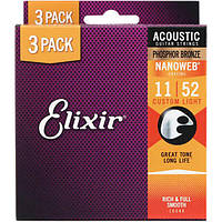 Струны Elixir 16544 Nanoweb Phosphor Bronze Custom Light 11-52 1 set