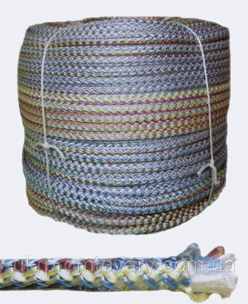 Шнур поліпропіленовий господарський, плетений з сердечником ф 12 мм, шнури мотузки виробник