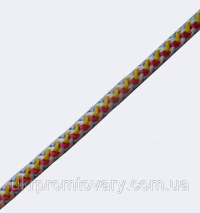 Шнур поліпропіленовий господарський, плетений з сердечником ф 6 мм, шнури мотузки виробник