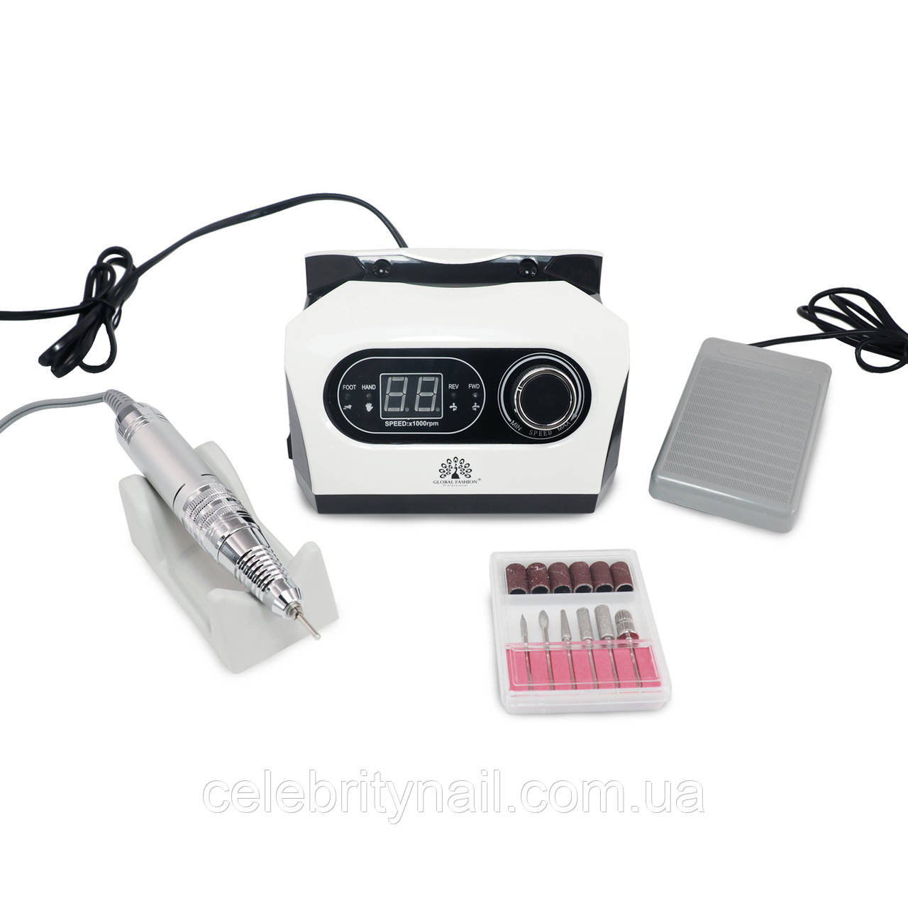 Фрезер для манікюру та педикюру Global Fashion ZS-717 White, 80 Вт/50000 об.