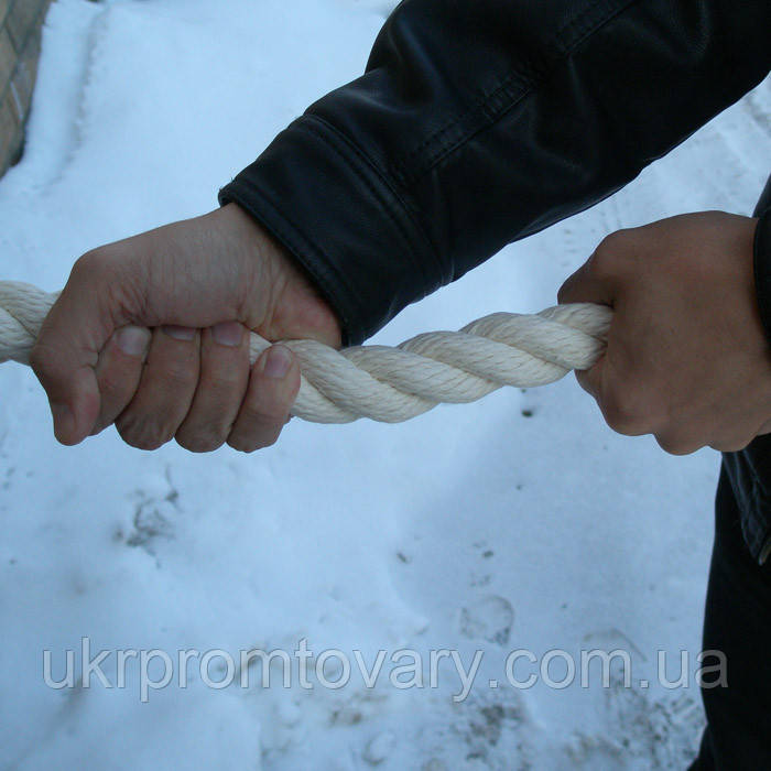 Канат спортивний бавовняний 3-прядный кручений, діаметр ф 30 мм, шнури мотузки виробник