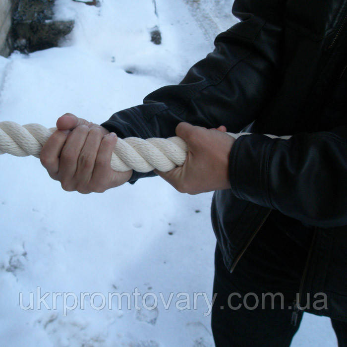 Опт. Канат спортивний бавовняний 3-прядный кручений, діаметр ф 40 мм, шнури мотузки виробник