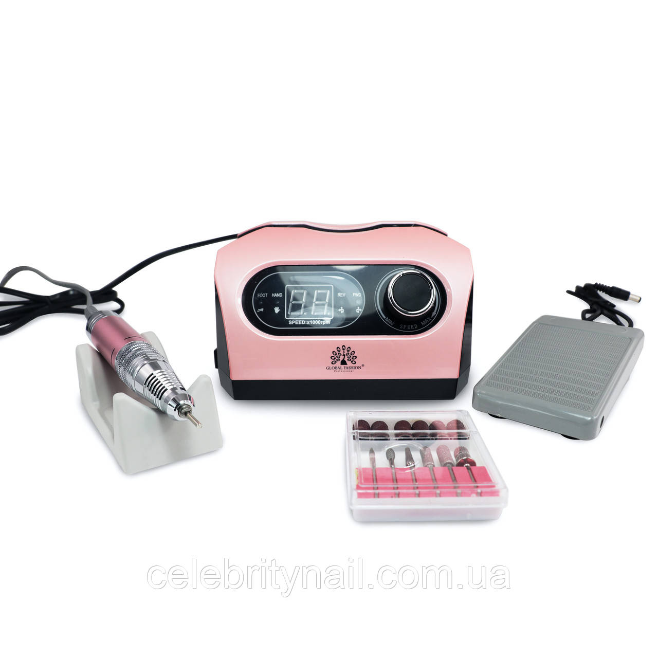 Фрезер для манікюру та педикюру Global Fashion ZS-717 Pink, 80 Вт/50000 об.