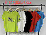 0108 Футболка жіноча з принтом батал мікс кольорів (6 од: 5XL-3 шт, 6XL-3 шт.), фото 3