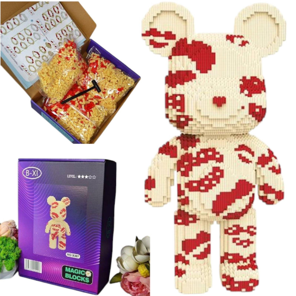 Конструктор Magic Blocks у вигляді ведмедика Bearbrick "Kisses", 3D конструктор 43 см