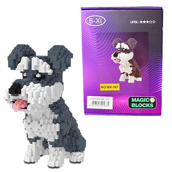 Конструктор песик Magic Blocks "Таємне життя свійських тварин" Шнауцер, 3D конструктор 30 см
