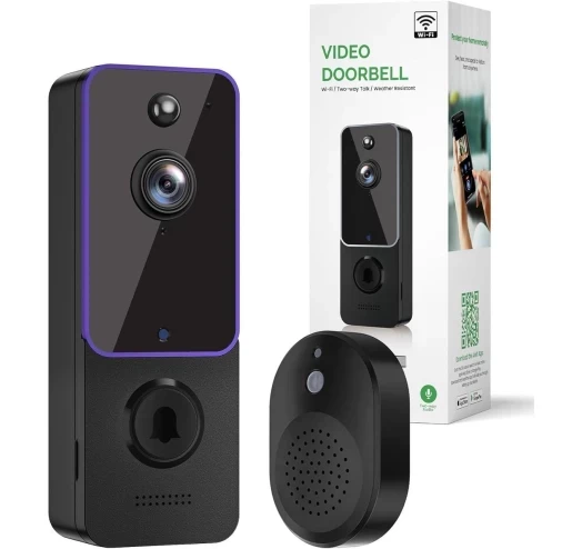 Розумний відеодомофон зі звуковим дзвінком, бездротова камера безпеки, живлення від батареї, ширококутний (Б/У), фото 1