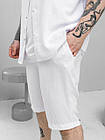 Чоловічий літній костюм жатка Сорочка + Шорти білий Комплект літній повсякденний, фото 3