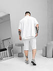 Чоловічий літній костюм жатка Сорочка + Шорти білий Комплект літній повсякденний, фото 5
