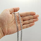 Чоловічий срібний ланцюжок цепочка Бісмарк з ланкою 6 мм 55 см, фото 3