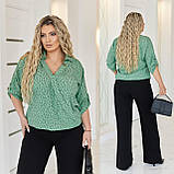 Літній жіночий батальний костюм-двійка в діловому стилі: блуза + штани (р.48-56). Арт-2901/13, фото 6