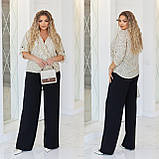 Літній жіночий батальний костюм-двійка в діловому стилі: блуза + штани (р.48-56). Арт-2901/13, фото 5