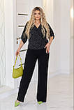 Літній жіночий батальний костюм-двійка в діловому стилі: блуза + штани (р.48-56). Арт-2901/13, фото 3