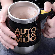 Кухоль-мішалка магнітна Auto Magnetic Mug RESTEQ 400 мл. Чашка з автоматичним розмішуванням. Металева чашка чорного кольору