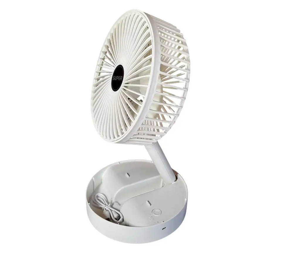Мінівентилятор складаний 10041 з USB-зарядкою, білий, фото 1