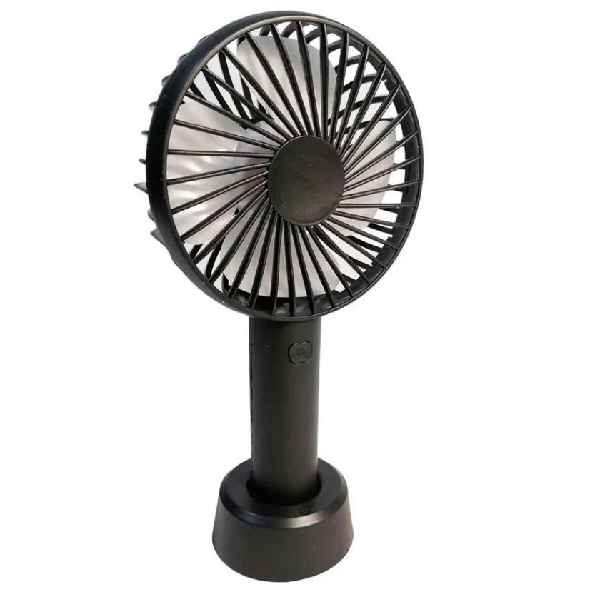 Вентилятор ручний акумуляторний 9419 з підставкою, чорний