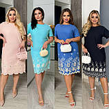 Літнє красиве лляне пряме батальне плаття з вишивкою (р.48-56). Арт-2902/13, фото 5