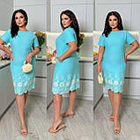 Літнє красиве лляне пряме батальне плаття з вишивкою (р.48-56). Арт-2902/13, фото 2