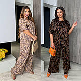 Літній жіночий батальний костюм-двійка зі штапелю: блуза + штани (р.48-56). Арт-2906/13, фото 8