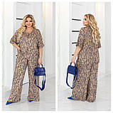 Літній жіночий батальний костюм-двійка зі штапелю: блуза + штани (р.48-56). Арт-2906/13, фото 2