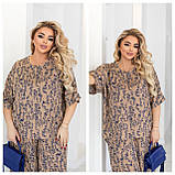 Літній жіночий батальний костюм-двійка зі штапелю: блуза + штани (р.48-56). Арт-2906/13, фото 4