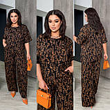 Літній жіночий батальний костюм-двійка зі штапелю: блуза + штани (р.48-56). Арт-2906/13, фото 5