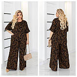 Літній жіночий батальний костюм-двійка зі штапелю: блуза + штани (р.48-56). Арт-2906/13, фото 6