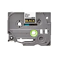 Золотісто-чорна ламінована стрічка 12мм 8м сумісна з Brother TZe-334 Ukrmark B-T334P золотістим на чорному