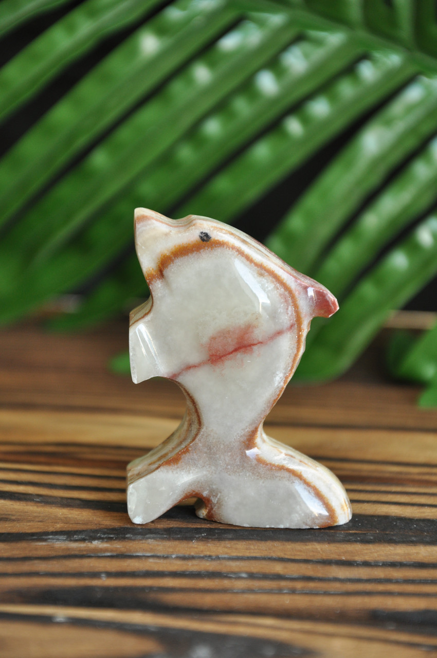 Статуетка ельфін з натурального каменю онікс, 6.5 х 4.5см (колір, як на фото), фото 1