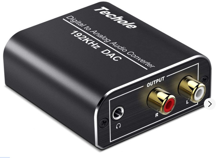 Аудіо конвертер декодер звуку Techole HS202-BK 192KHz з цифрового оптичного в аналоговий