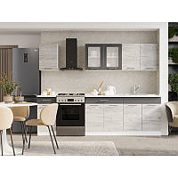 Кухонний набір №6 Еко 2.5м/2.6м, без стільниці, Білий, Дуб крафт білий, Графіт