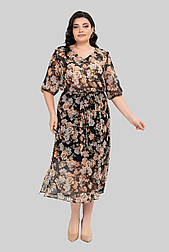 Плаття Дінар чорний з бежевим 50 (102468)