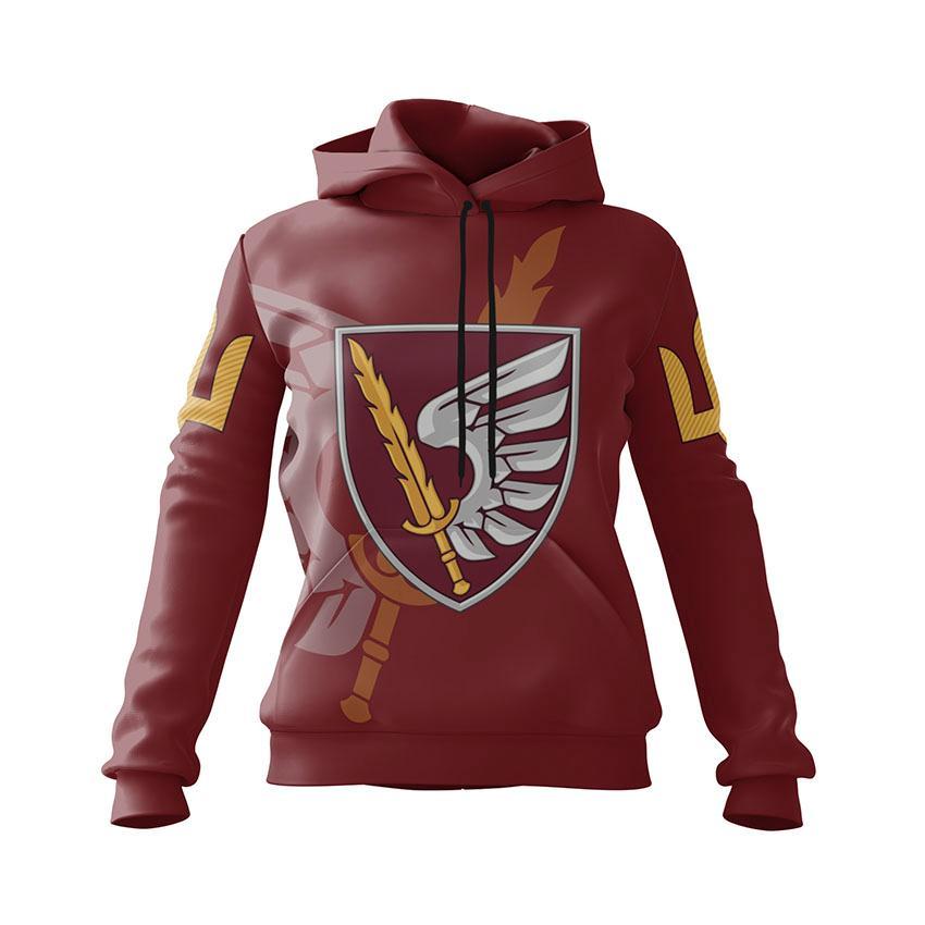 Худі жіноче з принтом «79-та окрема десантно-штурмова бригада. Бойовий дух» бордовий