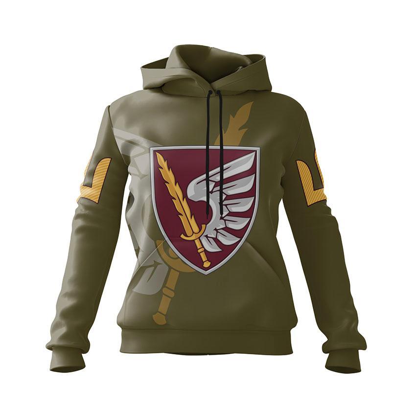 Худі жіноче з принтом «79-та окрема десантно-штурмова бригада. Бойовий дух» хакі