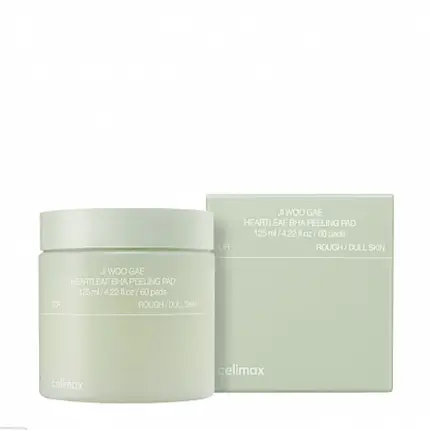 М’які відлущувальні пади з BHA-кислотою Celimax Heartleaf BHA Peeling Pad 60 шт, фото 1